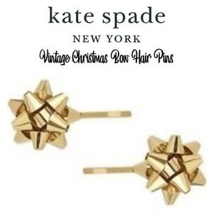 KATE SPADE VINTAGE BOURGEBOW BOW GOLD HAIR CLIPS BARRETTE GRIPS CHRISTMAS PINS